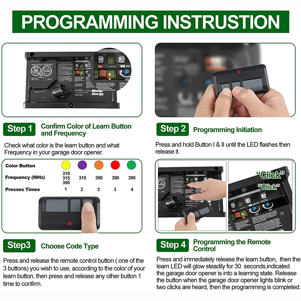 2 For Chamberlain LiftMaster Garage Door Opener Remote 893LM 953EV-P2 Learn