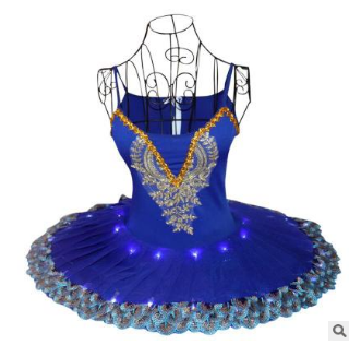 LED Ballet Performance Dress with Feathered Skirt