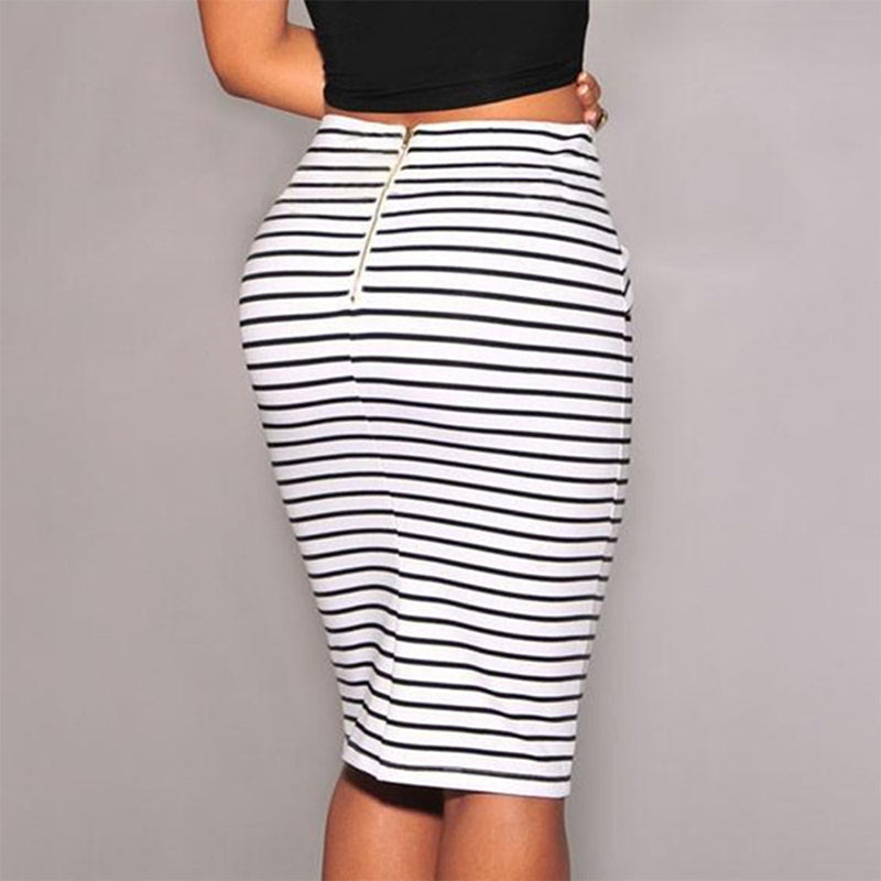 High-Waisted Striped Bodycon Skirt for Women