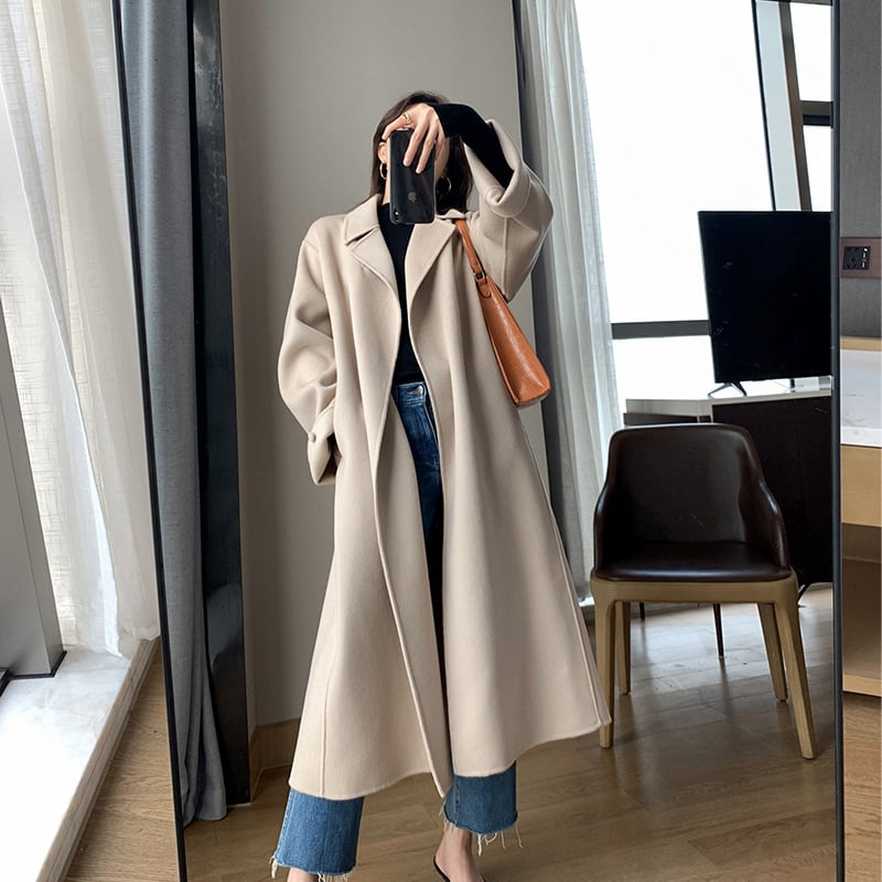 Double-Sided Wool Coat for Women's Self-Cultivation