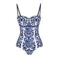 One-Piece Blue and White Porcelain Print Women's Swimsuit