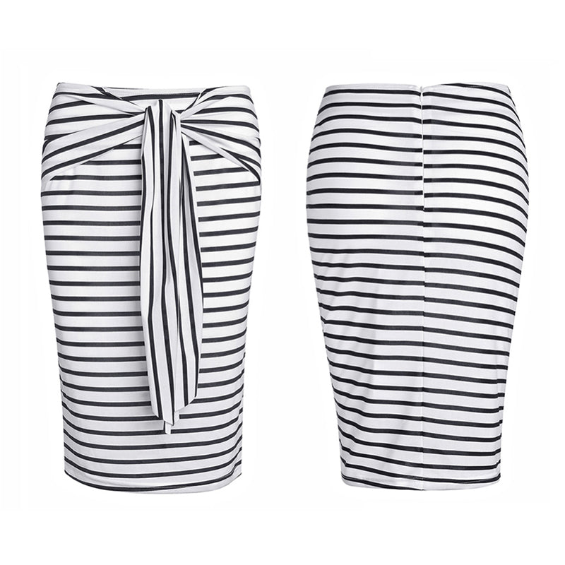 High-Waisted Striped Bodycon Skirt for Women