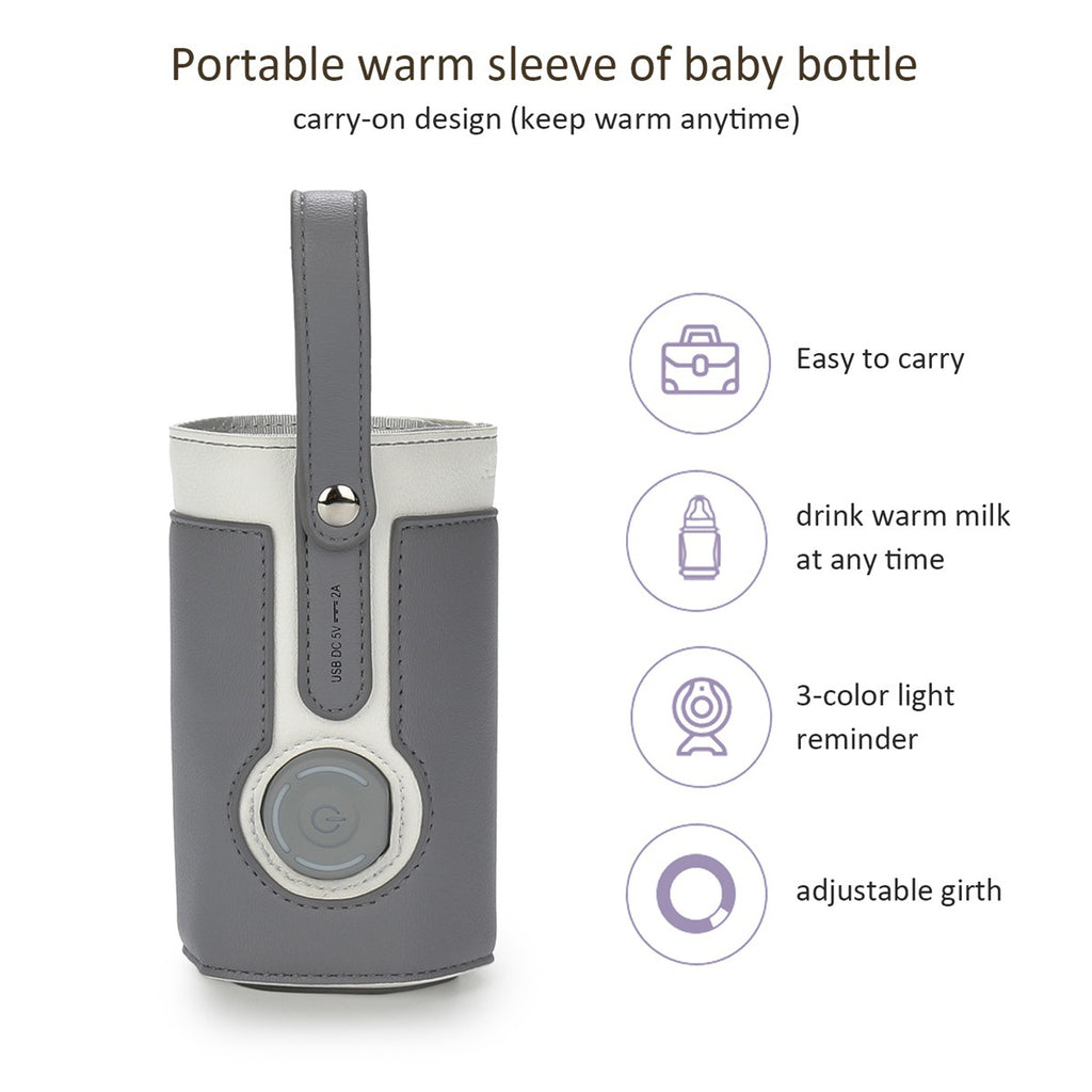 Leather Heating Bottle Bag with Three-speed Adjustment/ Bolsa calentadora para biberones de cuero con ajuste de tres velocidades