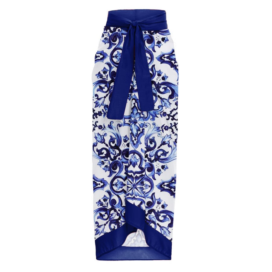 One-Piece Blue and White Porcelain Print Women's Swimsuit